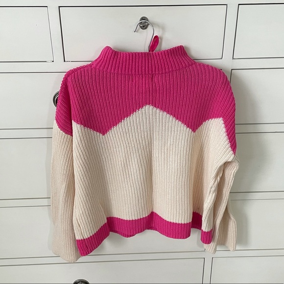 J CREW pink and cream mock neck sweater - Picture 2 of 4